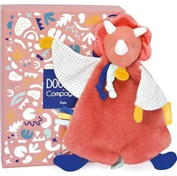 plyšák Doudou Dárková sada - Plyšový muchláček dinosaurus oranžový 25 cm