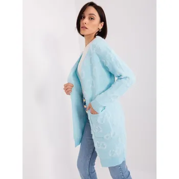 Dámský svetr Světle modrý kardigan se vzorem AT-