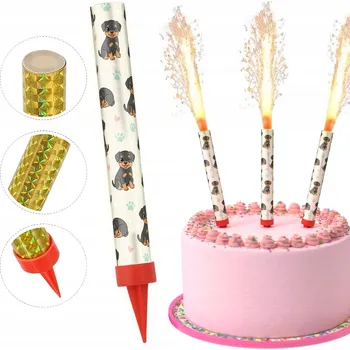 Dortová svíčka SVÍČKA DORTOVÁ FONTÁNA RACA K NAROZENINÁM - PSI PLEMENO ROTVAJLER 12 cm