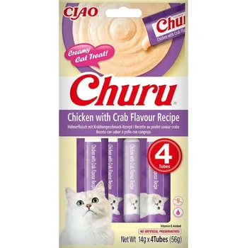 Pamlsek pro kočku INABA Churu PAMLSEK Krémová pochoutka pro kočky s kuřecím masem a příchutí kraba 4x14g