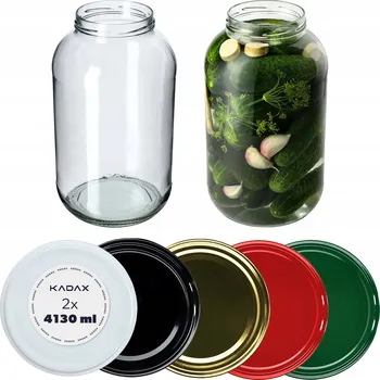 Sklenice Sada 2 průhledných sklenic Kadax K4994 o objemu 4130 ml s víčky