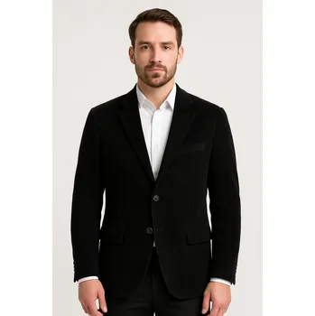 Pánské sako BAZAR - Pánské sako manšestr- Černé - 5 Pánské velikosti: EU 44