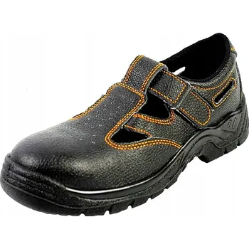 Pracovní obuv PRACOVNÍ SANDÁLY PRODYŠNÉ LETNÍ KOŽENÉ OCHRANNÉ BOTY BEZ ZDVIHU VEL.38