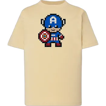detske-levne-bavlnene-tricko-potisk-pixel-kapitan-Amerika Barva: Lime stone - krémová, Dětská bavlněná trička JHK: XL