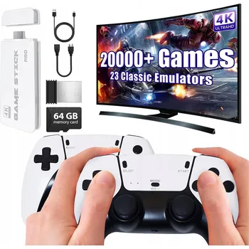 Herní konzole RETRO HERNÍ KONZOLE K TV S 2 BEZDRÁTOVÝMI OVLADAČI A 2000+ HRAMI