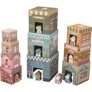 Dřevěná hračka 2Kids Toys Skládací věž z kostek City