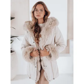 Dámský kabát Smetanová dámská parka s kožíškem CHARMFUR TY5225 Velikost: M