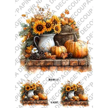 Umělecký papír Rýžový a soft papír na decoupage - Podzimní dekorace - KB04287 Materiál: Soft, Rozměr: A4