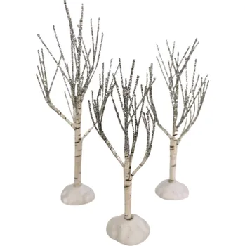 Vánoce Sada 3 ks zasněžených dekorativních bříz (18, 15, 13 cm)