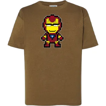 detske-levne-bavlnene-tricko-potisk-pixel-Iron-Man Barva: Khaki, Dětská bavlněná trička JHK: XL
