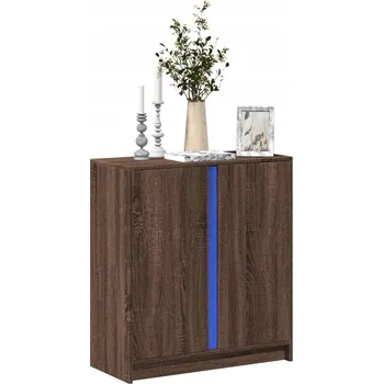 Konferenční stolek Skříňka s LED, hnědý dub, 77x34x85 cm, materiál na bázi dřeva