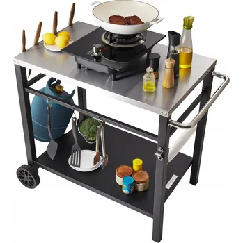 Konferenční stolek Grilovací Vozík Krytý 85x55 CM Iron Bez Skládacího Bočního Stolku