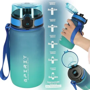 Láhev Láhev na vodu sportovní láhev s náustkem BPA FREE 600ml modrozelená KX3071_1