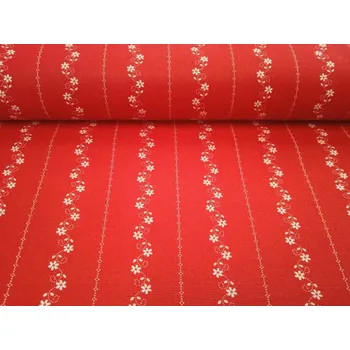 Plátno bavlněné, modrotisk, krojovka, metráž, látky - červená