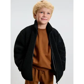 Sinsay - Sherpa bunda se stojáčkem na zip Active - černá - 420FC-99X - 420FC-99X-140