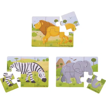 Puzzle Bigjigs Toys Puzzle 3v1 safari zvířátka