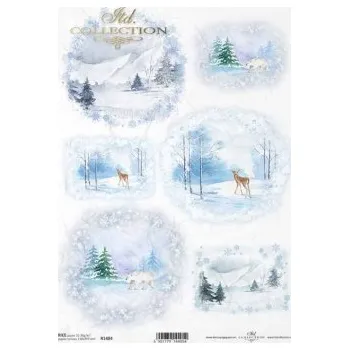 Umělecký papír Rýžový papír A4 - Vánoce a zima - R1484