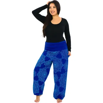 Dámské kalhoty Himalife Kalhoty Mandu - královská modrá Velikost: XXL/3XL - Móda pro plnoštíhlé, Oblečení nadměrné velikosti
