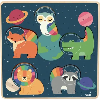 Vilac Vkládací puzzle Zvířecí astronauti