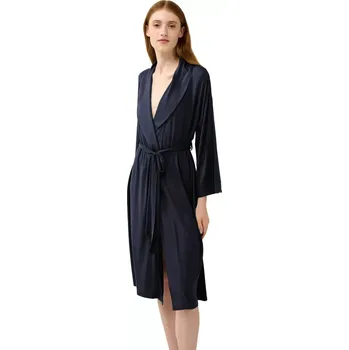 Dámský župan Dámský mikromodalový župan s dlouhým rukávem Vamp 23124 blue blazer velikost XL