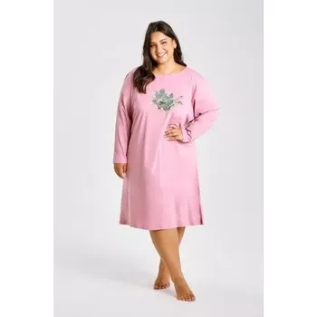 Dámská noční košile Taro, dámská noční košile 3473-Patricia, dlouhý rukáv, starorůžová, vel. 6XL