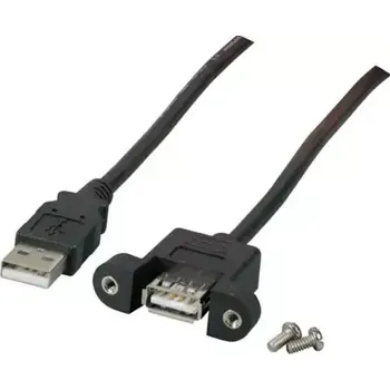 Kabel do PC MicroConnect kabel s montážními konektory USB2.0 A (M) - USB2.0 A (F) 2m černá (USBAAF1PANEL2)