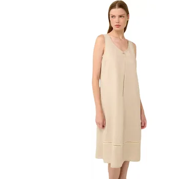 Dámské šaty Letní šaty Vamp z popelínu bez rukávů 22455 beige skin velikost S