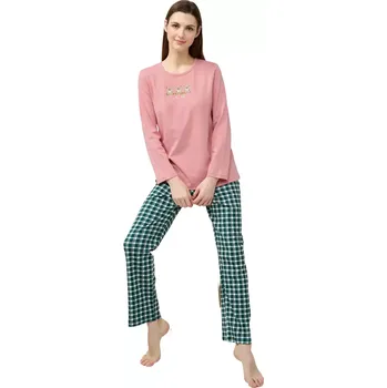 Dámské pyžamo Dámské elegantní bavlněné pyžamo s růžovým topem Vamp 23244 rose elegance velikost L