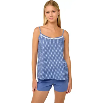 Dámské pyžamo Bavlněné dámské pyžamo Vamp na ramínka 22216 blue iris velikost S