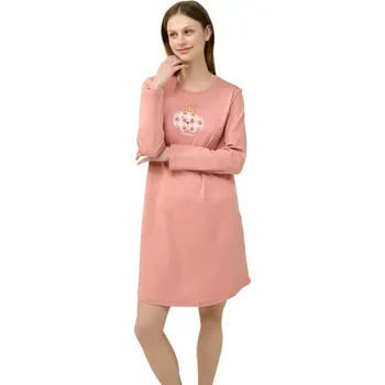 Dámská noční košile Dámská bavlněná noční košile s kapsami Vamp 23311 pink tan velikost S