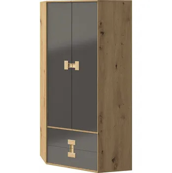 Dětská skříň Max-i Šatní skříň rohová BREYSTON 2 do dětského pokoje | dub artisan / šedý lesk