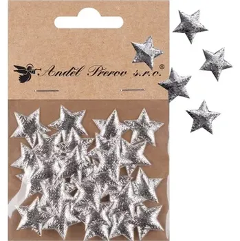 Vánoční dekorace Maják Hvězdička 2cm 30ks stříbrné látkové