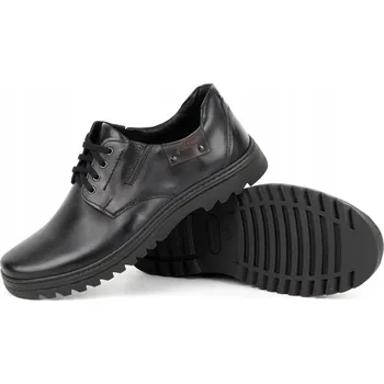 Pánské polobotky Pánské polobotky kožené JOKER POLSKÉ šněrovací černé 510J 47