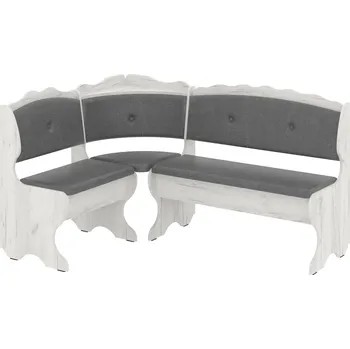 jídelní souprava Rohová lavice CEZAR Barva: dub kraft - bílý, Materiál: koženka - šedá