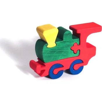 Puzzle Fauna Dřevěné vkládací puzzle z masivu mašinka