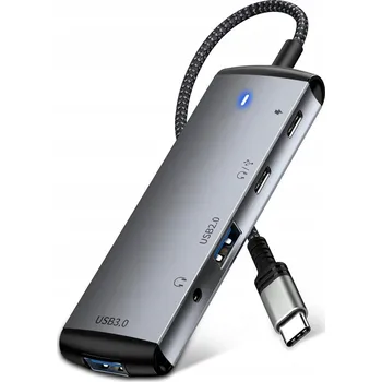 USB hub USB-C HUB ADAPTÉR 5v1 AUX 3,5mm 2xUSB-C 2xUSB-A ROZBOČOVAČ