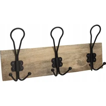 Věšák GAMET, Věšák WD30, mangové dřevo, 3 háčky černý mat