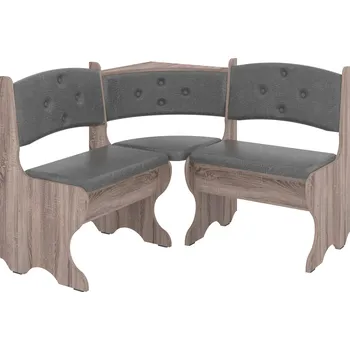 jídelní souprava Rohová lavice BOJARIN Barva: dub truffle, Materiál: koženka - šedá