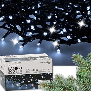 Vánoční dekorace LED VÁNOČNÍ SVĚTÝLKA VENKOVNÍ VNITŘNÍ 200 SVĚTEL EFEKT BLIKÁNÍ 3+10M