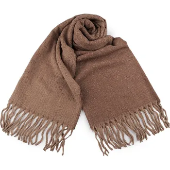 Deštník Zimní šála / pléd s třásněmi 60x195 cm béžová tmavá 1 ks