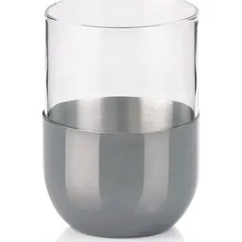 KELA Skleněný kelímek do koupelny s ocelovou základnou