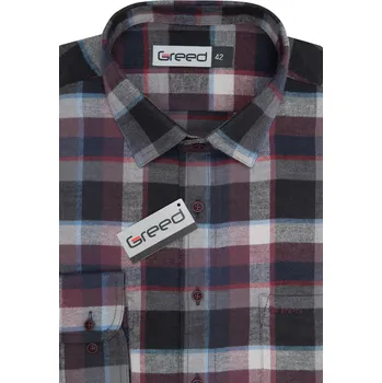 Pánská košile Flanelová pánská košile AMJ Greed SDF 394 vínová kostka velikost 40