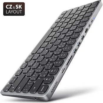 Klávesnice AXAGON HMC-KB-CS, USB 5Gbps hub s CZ/SK klávesnicí, HDMI 4K/60Hz, 3x USB-A, SD/mSD, audio, PD 100W