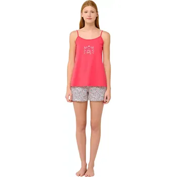 Dámské pyžamo Bavlněné dámské pyžamo Vamp na ramínka 22307 red rouge velikost L