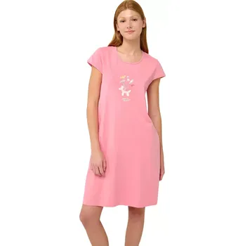Dámská noční košile Bavlněná letní noční košile s krátkými rukávy Vamp 22271 pink sea velikost S