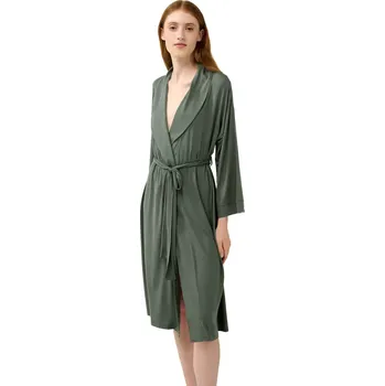 Dámský župan Dámský mikromodalový župan s dlouhým rukávem Vamp 23124 green sage velikost XXL