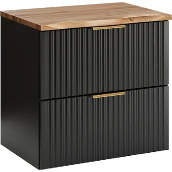 Policová skříň Závěsná skříňka Casad Nature s deskou 60 cm černá/dub wotan