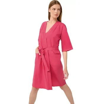 Dámský župan Bavlněný letní župan na zavazování Vamp 22256 pink blossom velikost M