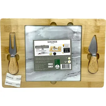 Kuchyňské prkénko Smukee Servírovací prkénko na sýr, 4 díly, 33x32 cm, mramorový vzor