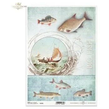 Umělecký papír Rýžový papír A4- R1038 Ryby